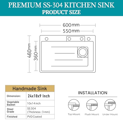 Image of LUXART Waterfall Anti-Scratch Multifunctional Kitchen Sink - 24x18x9 Inch Honeycomb Design Multifunction Sink With Pull Down Faucet, Cup washer & Drain Baskets | Stainless Steel Modern Kitchen Sink