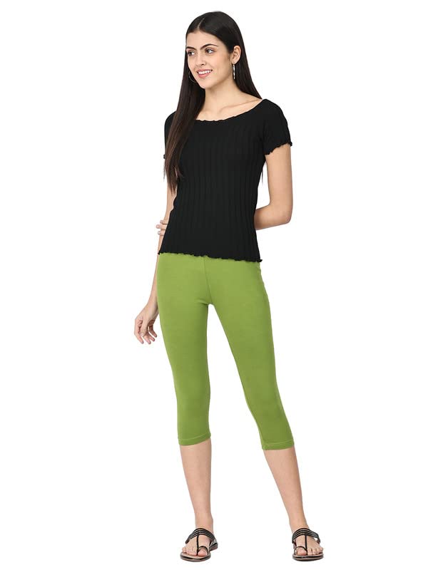 Image of Robinbosky Premium Stretchable Cotton Capri Legging for Women | Suitable for Formal wear & Casual wear | High-End Elastic Makes. The Leggings Squat Proof and Durable for Travel, Yoga, & Workout.