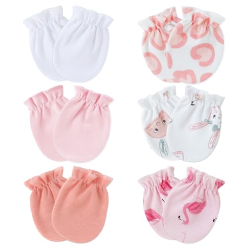 Image of Flagsky Baby Mittens 0-6 Months No Scratch 100% Cotton Gloves for Newborn Boys Girls