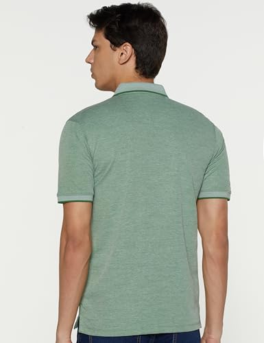 Image of Peter England Men's Premium Branded Regular Fit Half Sleeve Polo T-Shirt | Cotton Rich | Birds Eye Interlock Weave| No Pocket