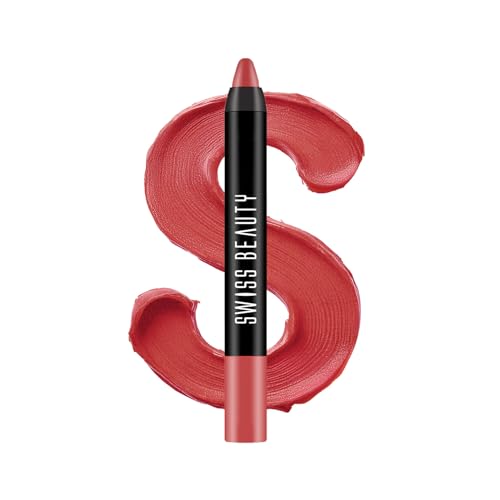 Image of Swiss Beauty Matte Long Lasting Stay Maxx Lip Crayon Lipstick | Matte Finish | 12-Hour Stay | Smudge Proof | Lightweight | Shade-Peach love, 3.5g