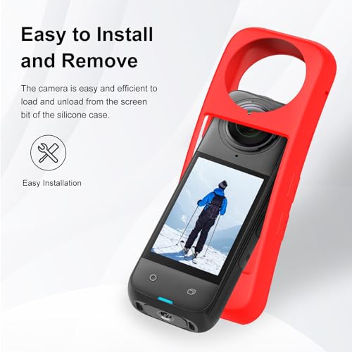 Funda protectora de silicona para Insta360 X4 con tapa de lente roja miniatura 7