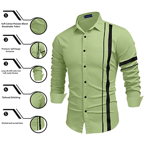Image of Zombom Men Cotton Polyester Blend Regular Fit Striped Full Sleeve Casual Shirt