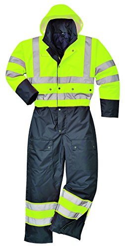Portwest S485 Waterproof Warm Hi-Vis Contrast Winter Coverall Yellow/Black, Large