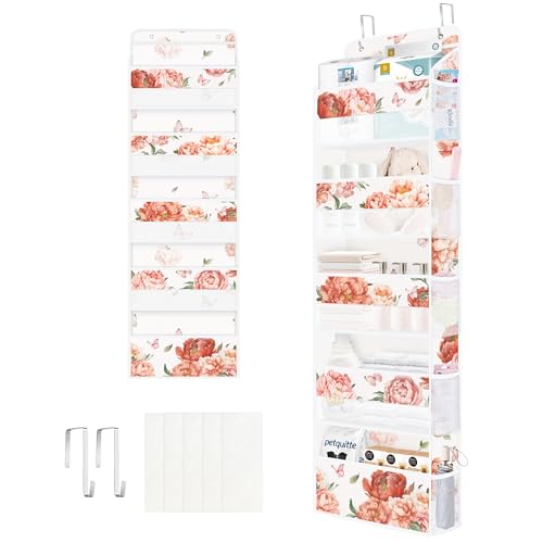 Clastyle Organisateur Suspendu Tissu Fleur Rangement Suspendu Femme Filles pour Jouet Couche Vêtement Étagère Suspendue Porte pour Chambre Salle de Bain...