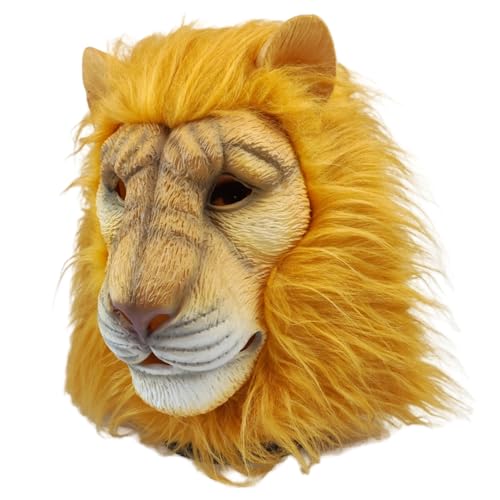 BEENODI Fun Lion Costume Mask | Adult Size | Latex and Mane Material, Durable, Elastic, Suitable for All Kinds of Masquerade Parties