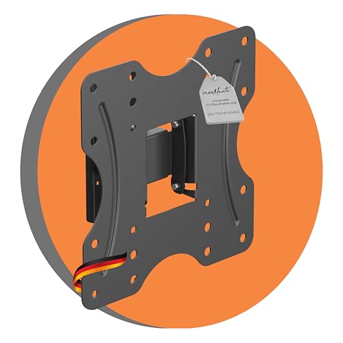 PureMounts TV Wandhalterung, schwenkbare neigbare Universal Halterung für 23-42 Zoll Flach & Curved Ferseher Monitor bis 30kg, max. VESA 200x200 mm, schwarz