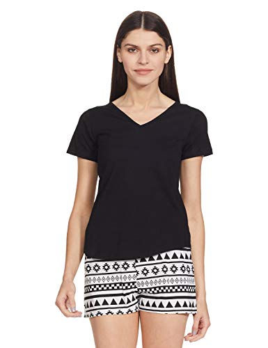 Image of A.T.U.N. (ALL THINGS UBER NICE) Women's Cotton Relaxed Fit Sleepwear Set | Tees with Shorts Set