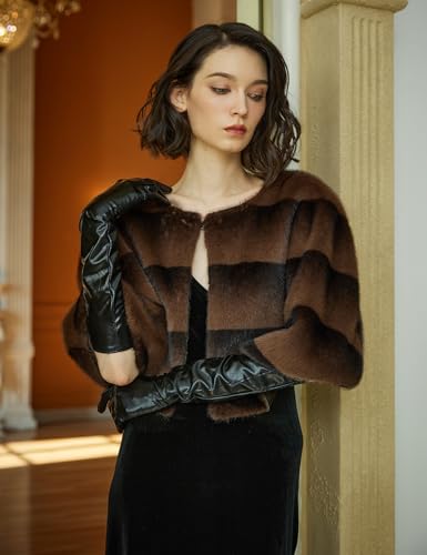 BEAUTELICATE Women Faux Mink Fur Cape Vintage Capelet Winter Luxury Fur Cape4