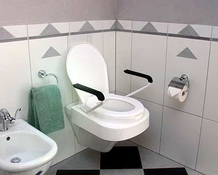Rialzo per sedile WC con braccioli, regolabile in altezza