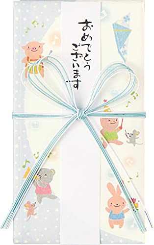 伊予結納センター 日本製 祝儀袋 金封 一般お祝用 花結び 動物 ブルー V104-02