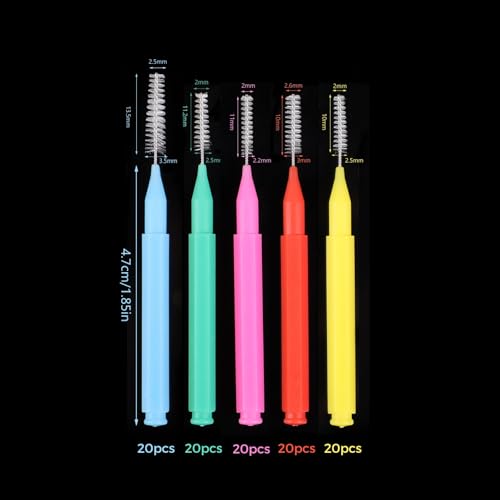Image of 100 Pcs Interdental Brushes, 4 Sizes Braces Flossers for Cleaner | Braces Brush Soft Dental Brushe Toothpicks Dental Floss Picks Dental for Brace Oral Cleaning(5 Colors)