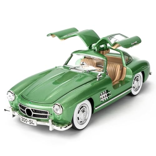 Image of 1:24 Scale MER-CEDES Ben-Z 300SL Die-Cast Metal Car with Sport car Openable Doors Light and Sound,Pull Back Function Indoor Outdoor Toy for Kids (Green)