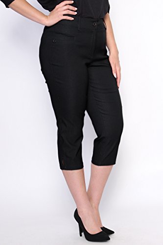 TheMogan Women's Slit Pocket Mid Rise Stretch Capri Trousers Plus Cropped Pants3