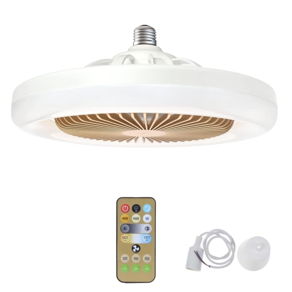 Ventilateur de plafond avec lampe E27 et télécommande pour chambre