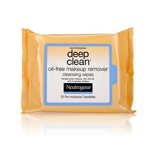 Neutrogena Deep Clean Oil-Free Makeup Remover Cleansing Face Wipes, Daily Cleansing Towelettes to Remove Dirt, Oil, and Makeup, 25 ct (Pack of 6)