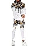 OneRedox | Herren Trainingsanzug | Jogginganzug | Sportanzug | Jogging Anzug | Hoodie-Sporthose | Jogging-Anzug | Trainings-Anzug | Jogging-Hose | Modell JG-1425 Weiss XS