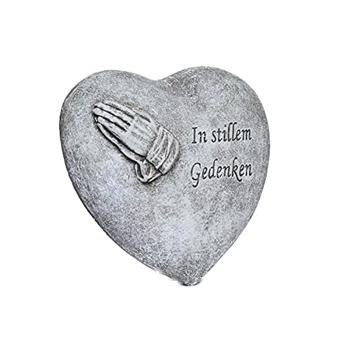 Grabschmuck, Grabstein Herz In stillem Gedenken, massiver Steinguss, frostfest bis -30°C Cover