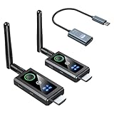 KCEVE ワイヤレスHDMI 小型 ワイヤレス送受信機セット 200M接続距離 8台増設可能 5GHz（WIFI・Bluetooth・アプリ・ドライバー不要）ホーム/オフィス用、TV/スマホ/PC/Mac/Window/防犯カメラなど対応、Type-C端子適用