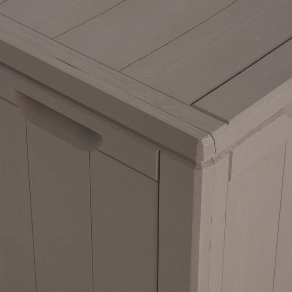 Contenitore da giardino da 180 l, colore marrone, effetto legno PP, resistente alle intemperie e ai raggi UV, con ampio spazio per cuscini, imbottiture e attrezzi da giardino, ideale per