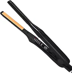 Mini Alisador de Cabelo 2 em 1 - Chapinha de Turmalina de Cerâmica para Cabelos Curtos - Preto, 290 x 30 x 40 mm