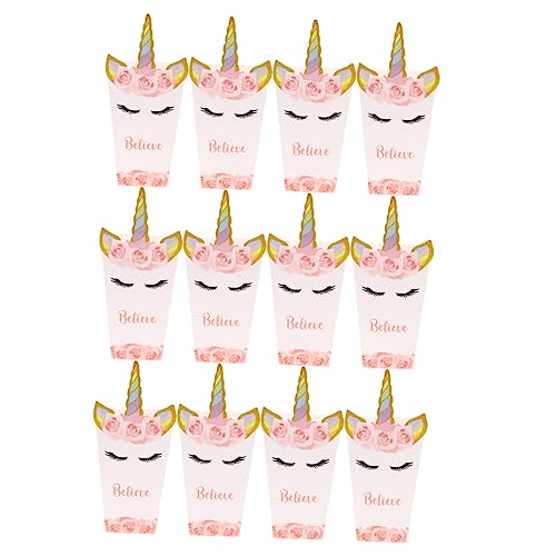 JECOMPRIS 12Pcs Unicorn Printed Popcorn Boxes Fun Containers for Popcorn Storage Lightweight Safe for Parties Events for Themed Celebrations