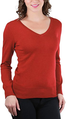 Image of ToBeInStyle Women's Classic Long Sleeve V-Neck Pullover Sweater