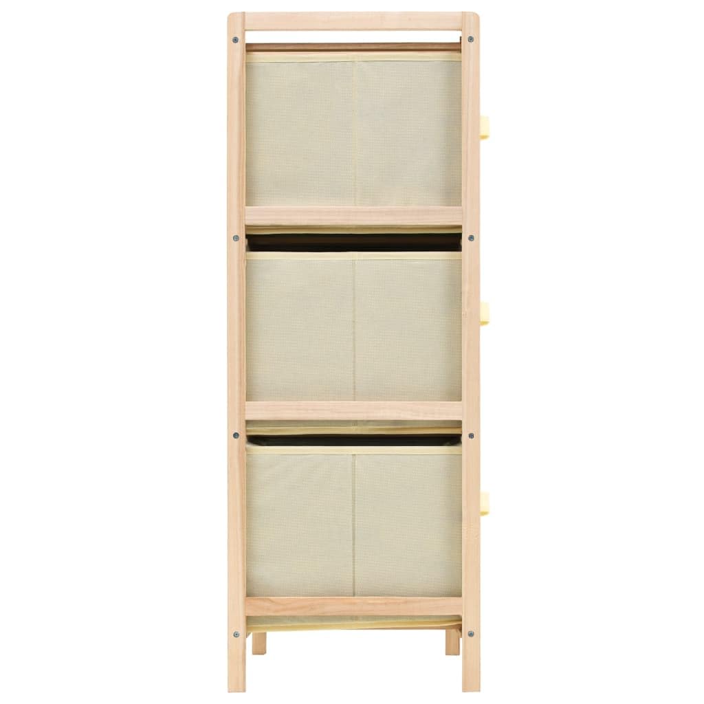 Cassettiera in legno di cedro con 6 cestini in tessuto, beige, 59 x 28 x 75 cm, armadio portaoggetti per ufficio, soggiorno, corridoio, organizer con scomparti e cassetti