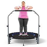 CLORIS 40'' Foldable Fitness Trampoline - Max Load 400lbs, Rebounder with Adjustable Foam Handle Indoor/Outdoor Fitness Body Exercise (40'' Blue-2)