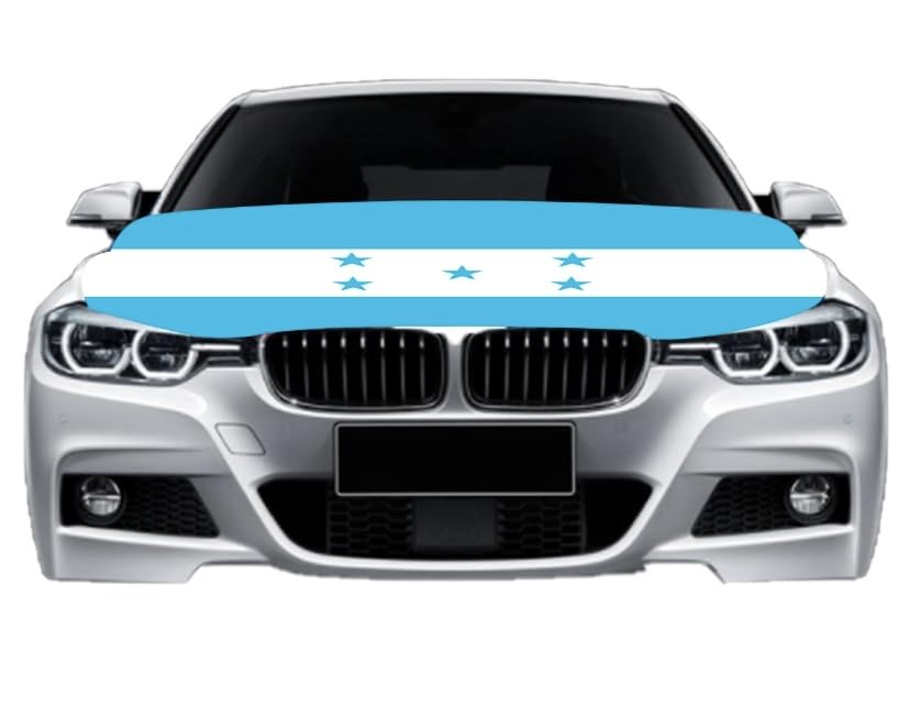 Image of Car Hood Cover Country Flag Hood Cover Durable Weatherproof Universal Fit Car Cover for All Seasons Protection Custom Fit for Cars Trucks SUVs (Honduras Honduran)