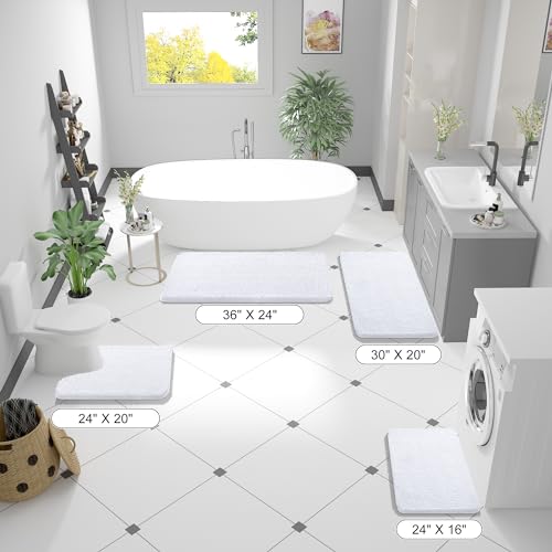 Image of OLANLY Large Bathroom Rugs 47x32, Extra Soft Absorbent Chenille Bath Rugs, Rubber Backing Quick Dry, Machine Washable Bath Mats for Bathroom Floor, Tub and Shower, Home Decor Accessories, White