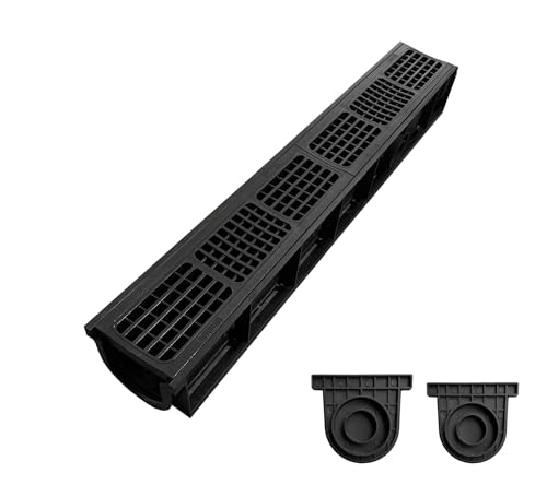 Natotela 39.4x6.1x5.5in Driveway Channel Drain with HDPE Grate