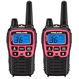 Midland T71PNK X-TALKER Long Range Walkie Talkie - FRS Two-Way Radio for Camping Overlanding Rock Crawling - NOAA Weather Scan - 36 Channels and 121 Privacy Codes Black/Pink 2 Pack
