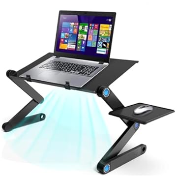 Suporte para Notebook com Cooler - Base para Notebook Dobrável em Alumínio,cooler notebook,Leve e Resistente com Ventilador Silencioso e Potente - Suporte Notebook Ergônomico Ajustável