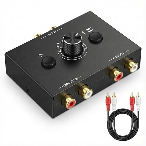VertexOval Commutateur Audio RCA Bidirectionnel avec Contrôle Volume, Inclus 1 Câble Audio,...