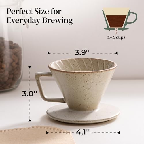 Image of DOWAN Pour Over Coffee Maker, Non-Electric Pour Over Coffee Dripper, Manual Brew Maker, Single Cups Porcelain Slow Brewing Accessories for Gifts, Grey