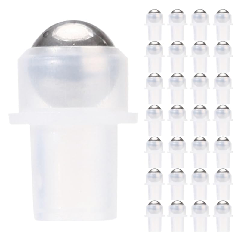 Healeved 30Pcs Refillable Oil Roller Balls for Essential Oils Lip Perfumes Transparent Pe Plastic for 5~15ml Essential, Smooth Travel and Home Use