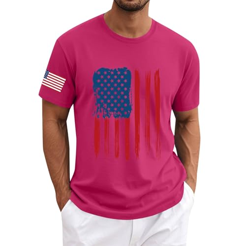 T-shirts pour hommes en coton 4th of July Independence Day T-shirt respirant à manches courtes loisirs streetwear coton imprimé tops t-shirt hommes t-shirts de sport américain drapeau américain