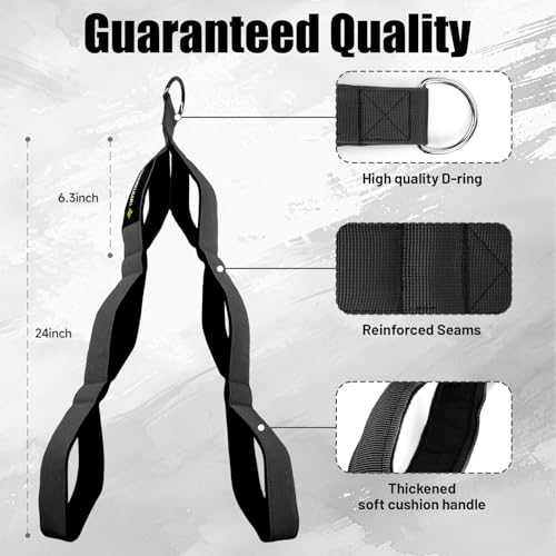 Image of MANUEKLEAR 24-Inch 3-Grip Tricep Rope Cable Attachment for Gym Greater ROM