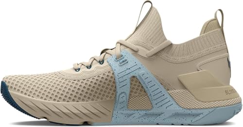 Under Armour Women's Project Rock 4 Training Shoe (Stone/Breaker Blue, us_Footwear_Size_System, Adult, Women, Numeric, Medium, Numeric_8)