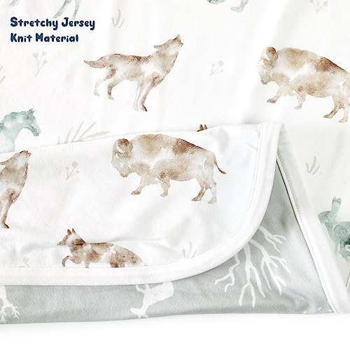 Image of GRSSDER Baby Blankets Super Soft Jersey Knit Swaddle Blanket for Baby Girls and Boys, Double Layer Reversible Receiving Blankets 34 x 44 Inches Extra Large for Swaddling, Animals Print