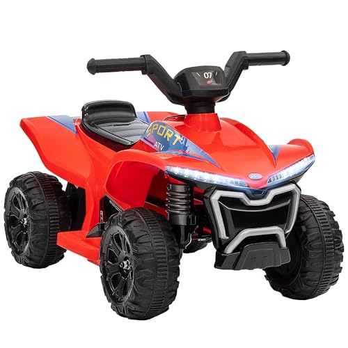 AIYAPLAY Kinder Elektro-Quad 6V, Kinder Elektroauto, Geschwindigkeit 2,5 km/h, mit Scheinwerfern, vorwärts und rückwärts Fahren, Musikfunktion, für Kinder 18-36 Monate, rot