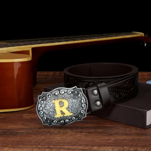 Image of Mens Western Cowboy Cowgirl Faux Leather Belt Longhorn Bull Pattern Letter Big Buckle Embossed Floral Belts