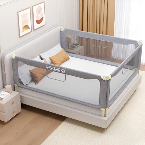 FAMILL Bed Rail for Toddlers Foldable Toddler Bed Rails Suitable for Queen/King/Full/Twin Size Grey 74.8 1 Side