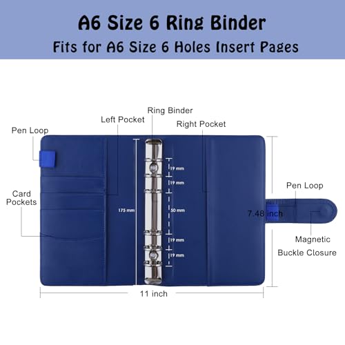image for Antner A6 PU Leather Budget Binder - Refillable 6 Ring Notebook for A6