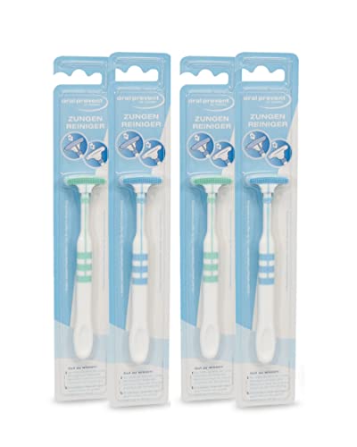Limpiador lingual Prevent – Cepillo de lengua eficaz – raspador de lengua contra revestimientos – Limpieza suave de la lengua – Cepillo de limpieza para la lengua (4 Stück (1er Pack))