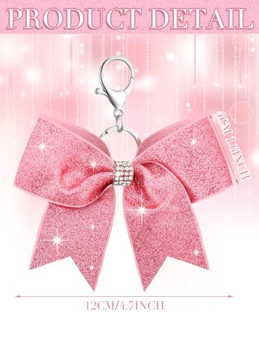 Image of Tondiamo Cheer Bow Keychain Cheer Keychain with Rhinestones Cheerleader Keyrings for Team Gift Cheerleading Sports Accessory