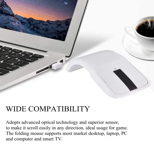 143 Wireless Mouse Folding Mouse Touch Mouse Usb Mouse For Microsoft Mouse, Photoelectricity + Touch Scroll, Arc Mouse Mice With Usb Receiver For Pc/Laptop/Macbook/Smart Tv(White) #TOP4