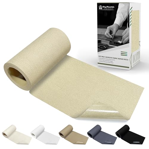 Image of KING MOUNTAIN Canvas Iron on Patch,3 inchx60 inch,Waterproof 100% Cotton Fabric Repair Patch,Used for Various Sofa,Tent,Clothes,Seats,Suitcases (Beige Gray)