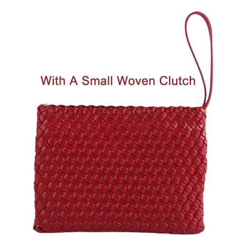 Image of SporGenius Woven Handbag Two Tone Tote Bag Vegan Leather Purse